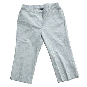 Jones New York Seersucker Pants Womens 12 Blue White Pinstripe Crop Capri Preppy